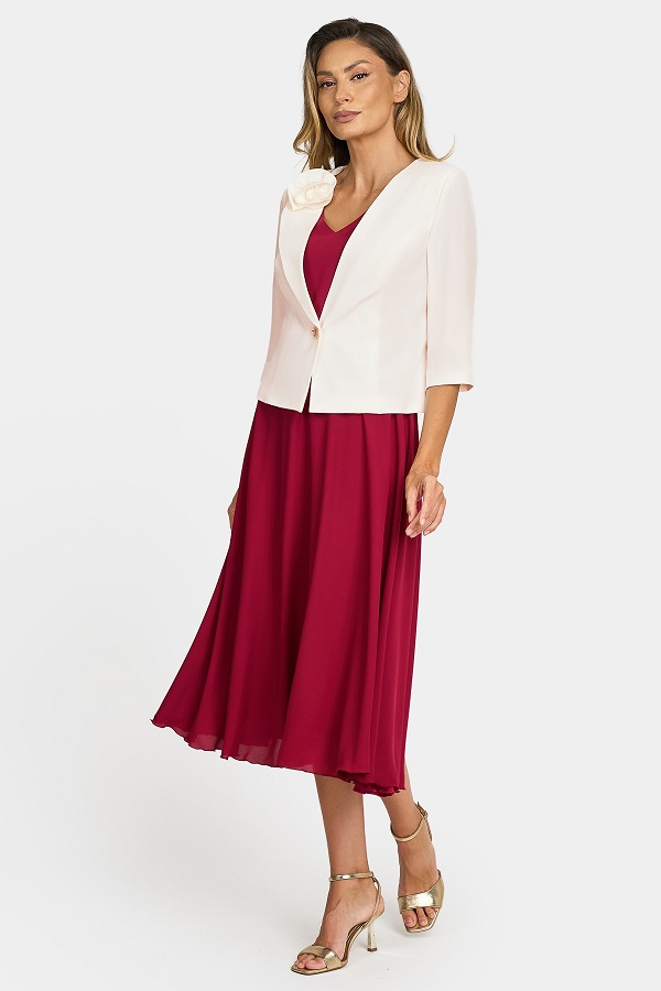 Costum elegant cu rochie grena 